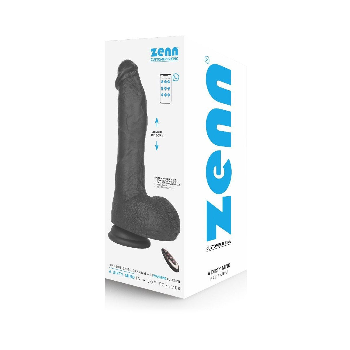 ZENN Super Soft Realistic Dick 22cm with Warming Function Black