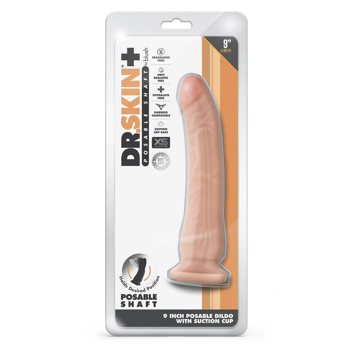 Dr. Skin Plus 9 Inch Posable Dildo Vanilla 23cm