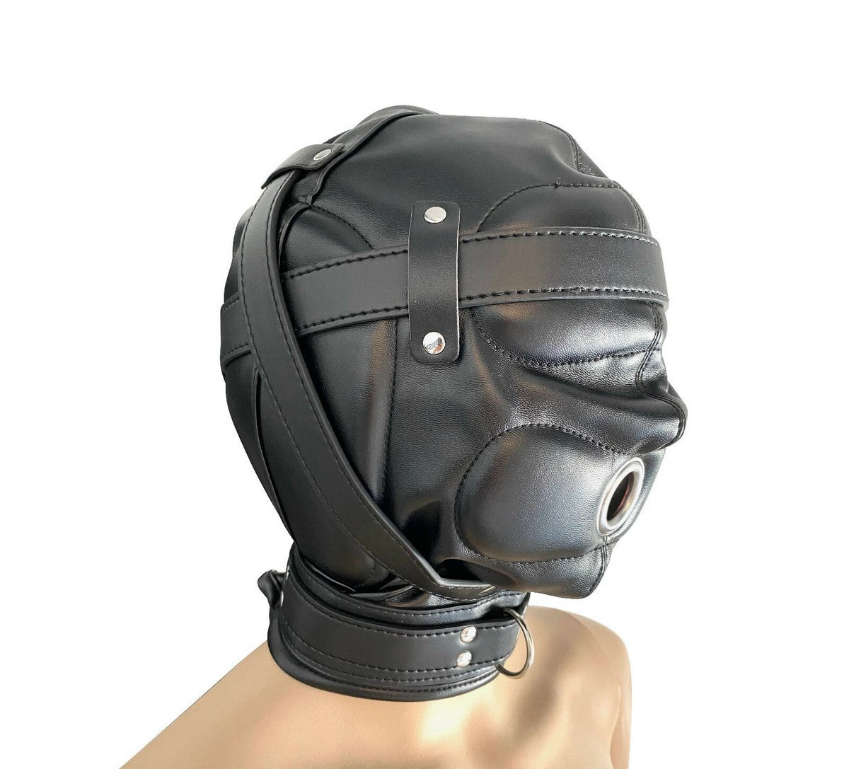 Schwarze BDSM Kopfmaske