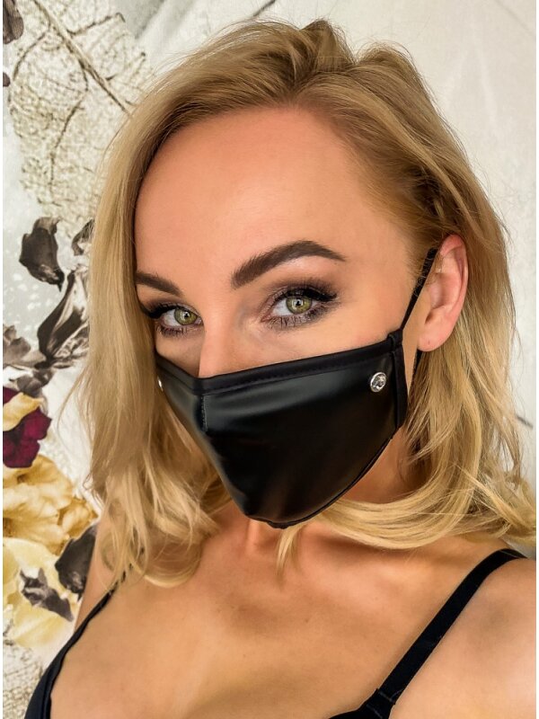 Noir Handmade Mundmaske mit Glitzerstein