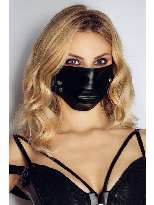 Noir Handmade Mundmaske mit Nieten
