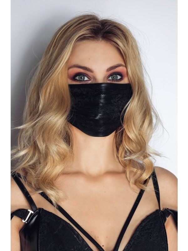 Noir Handmade Mundmaske mit Spitze