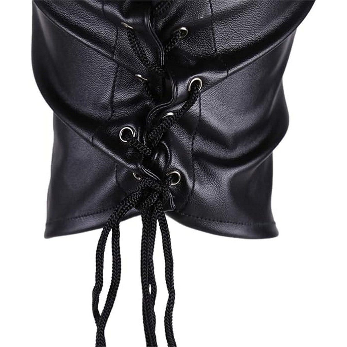 Schwarze Kunstleder Kopfmaske