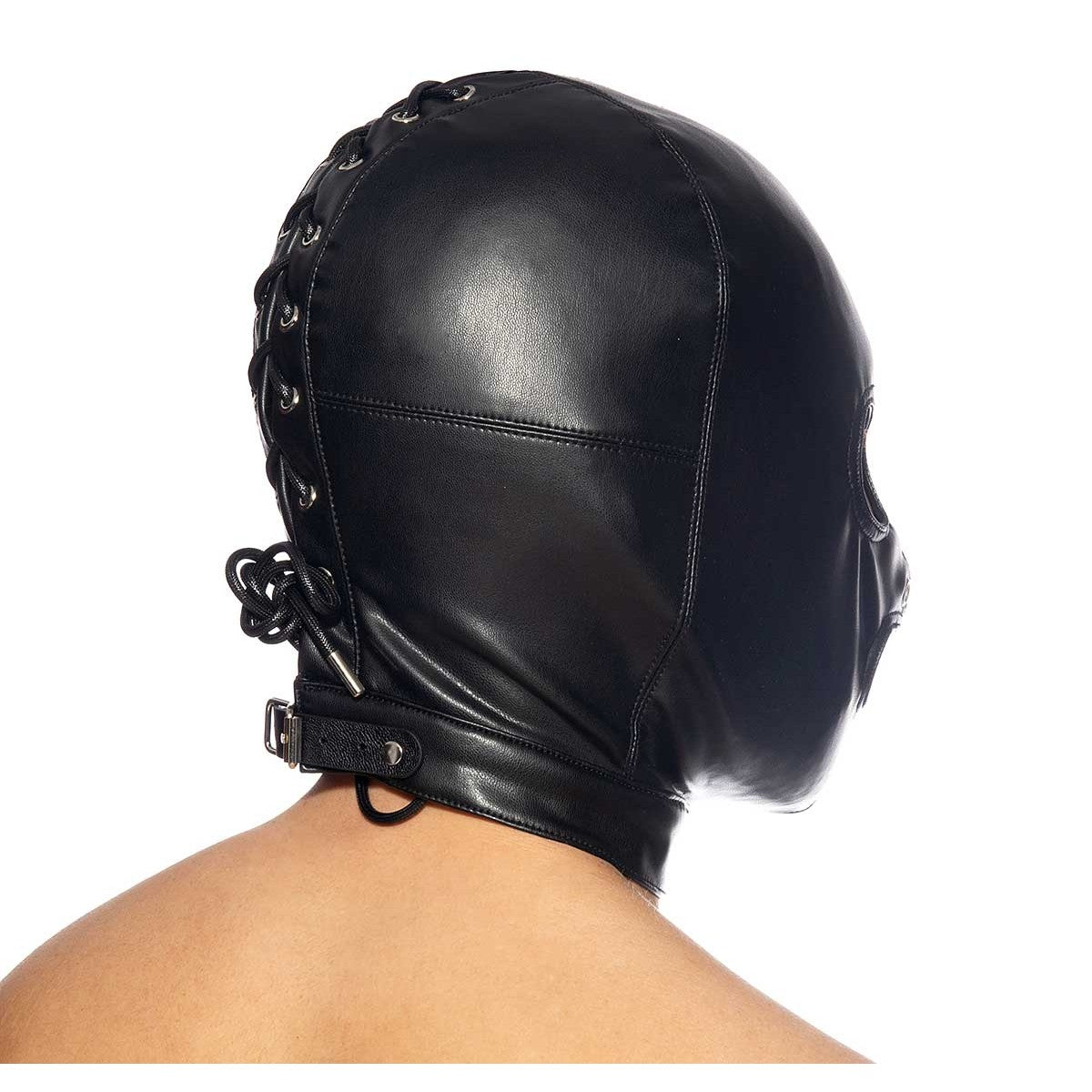 Kunstleder Haube schwarz